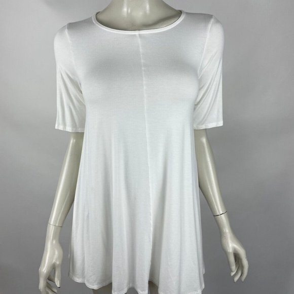 Eileen Fisher Viscose Tunic Top Women PM Short Sleeve Scoop Neck Swing Shirt - Picture 5 of 10